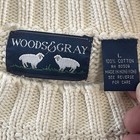 Woods   Gray Sweater Mens Large Blue Striped Long Sleeve Cable Knit Vintage