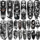 20 Black Gothic Temporary Tattoos - Full Arm Sleeve  Skull  Demon  Halloween Des