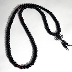 Black Sandalwood 8mm 108 Buddhist Prayer Beads Mala Red Accent 28 Inch