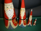 Hand Painted Pointed Head Santa Nesting Dolls 4 Piece Tallest 11 