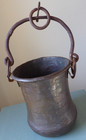 Large Antique Hammered Copper Kettle Bucket W  Loop On Handle  C  19th Century 