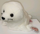 Ty Large Plush Beanie Buddy White Seal  seamore   12 Inch  Mwmts Stuffed Animal