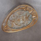 Stangl Pottery Atomic Mid Century Ashtray 3904 Aqua 22 Karat Gold Washed