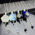 Multifaceted Natural Stones Pendulum Charms Healing Pink Quartz Pendants Jewelry