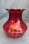 Large Vintage Cranberry Glass Shade Ribbed Glass Design  sh166 