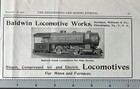Vintage Print Ad Baldwin Locomotive Works Philadelphia Mining Machinery 1907