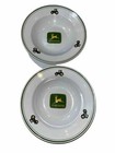 John Deere Bowls Gibson Set 9    White Green Tractor Logo Two Dishes Cottage Farm