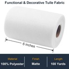 Tulle Ribbon 6 Inch By 100 Yards  Diy Tutu Skirt Fabric  Wedding Decor  White