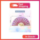 Dmjuncong Large Folding Hand Rave Fan clack Handheld Pink Laser Colors Hand Fan 