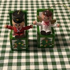 2- Vintage Wooden Toy Box Christmas Ornament Soldier Nutcracker Mini Jack In Box