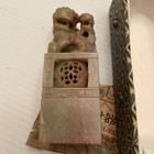 Vintage  Soap Stone Carved Foo Dogs Stamp Seal  Box  r