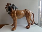 Vintage Wrapped Leather Lion Statue Statuette 24x Inches Long