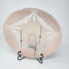 Vintage Domed Ceiling Light Fixture Glass Shade Frosted Pink Etched Floral 13 