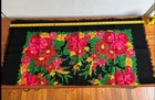 Black Woven Wool Floral Fringe Shawl Scarf Wrap One Size