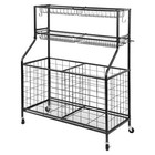 Garage Sports Equipment Organizer Ball Rack Storage Holder W basket Wheel