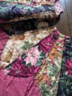 Vtg 41    X 43 5    Handmade Patchwork Quilted Christmas Tree Skirt W  Lace Edge