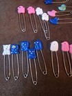 Vintage Baby Diaper Safety Pins Blue Pink White Animal Lot Of 44
