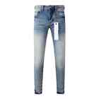 Purples Jeans Brands Men Fashion Patch Repair Low Rise Skinny Denim Brands Pants