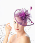 Purple Plum Feather Mesh Wedding Fascinator Headband Woman Headpiece Derby Day