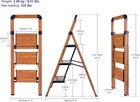 3 Step Folding Aluminum Ladder Woodgrain Finish Step Stool Portable Home Kitchen