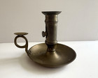 Vintage Antique Brass Patina Chamberstick Candle Holder W Handle