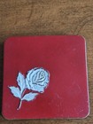 Vintage Make Up Powder Compact Lot Of 2 Gold Tone And Red Enamel White Rose