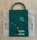Retro Vhs Plastic Shopping Gift Bag Clear   Green Branded Konica Video Six-pack