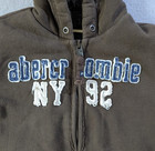 Abercrombie Wolf Jaw Jacket Medium Brown Distressed Faux Fur Lined Zip Hoodie