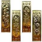 Brass Wall Panels Set 4 Vintage Floral Relief Plaques Gold Botanical Uk