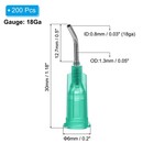 200pcs 18gax0 5  Bent Dispensing Needle Tip Stainless Steel Plastic Light Green