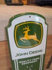 John Deere Farm Tractor Embossed Metal Sign Thermometer 18 x 5 75  In Plastic