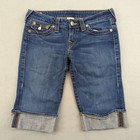 True Religion Jean Shorts Womens 29 Sophie Bermuda Cuffed Stretch Denim Made Usa