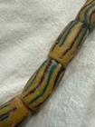 Vintage African Trade Beads Large Heavy Striped Glass Barrel Bead Strand Ghana T