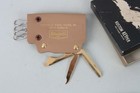 Vtg Leather Mobil Gas Station Leather Wallet Key Chain Case W  Pocket Knife  Box