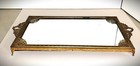 Rare Art Nouveau Mirrored Glass   Brass Jewelry Tray Laurel Leaf Handles Borders