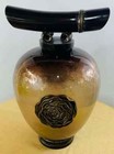 Vintage Asian Amber Glass Vase Or Urn