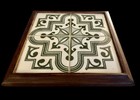 Vintage Wood Framed Green   Ivory Mexico Tile Trivet Hot Plate 10 25  Square