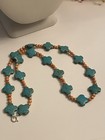 Vintage Turquoise Coral Sterling Silver Clasp Strand Necklace 
