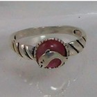 925 Sterling Silver Pink Cat s Eye Dolphin Ring Nos Size 9 Vintage Chrysoberyl