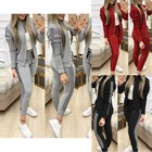 2 Pcs Women s Tracksuit Zip Jacket Pants Jogging Sport Casual Lounge Wear Sets