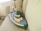 Vintage Large Wood Model  24  Tugboat With Motor Was Remote Control  Now Display