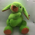 Vintage 1998 Ty Pillow Pal Collections Carrots Green Bunny Rabbit Plush Easter