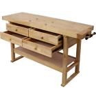 60in Workbench With 4 Drawers Wooden Work Table For Garage Workshop Heavy Duty