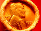1955-p Obw Original Bank Wrapped Roll Uncirculated  Lincoln Wheat Cent Penny