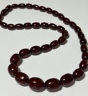 Antique Art Deco Bakelite Cherry Amber Graduated Oval Beaded 18  Necklace 20 7 G