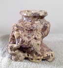 Antq Chinese Foo Dogs Guardian Lions Heavy Hand-carved Soap Stone Figurine Vase