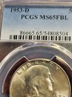 1953 D Franklin Silver Half Dollar  Pcgs Ms 65fbl  Denver     Inv03    G6