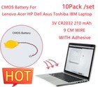 10x Cr2032 Bios Battery With Wire Cmos Battery Motherboard Laptop Replacement Pe