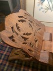 Vintage Ornate Hand Carved Rosewood Book Bible Stand Holder india 1960s