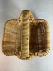 Vtg Hand Woven Wicker Gathering Basket strong Sturdy Nice Patina France